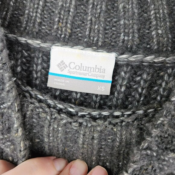 COLUMBIA Cable Knit Sweater Mens XS Oversized Fisherman Gray Wool Blend NICE - Picture 8 of 14